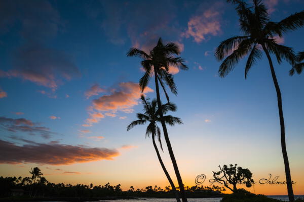 Sonnenuntergang an der Kohala Coast, Anaeho'omalu Bay, Big Island, Hawaii