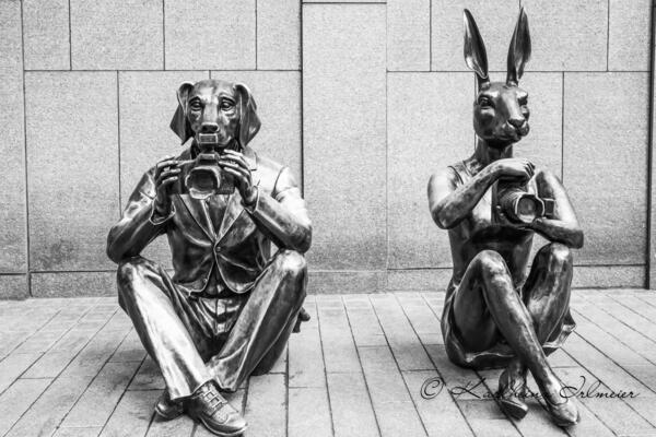 Paparazzi Dogman and Paparazzi Rabbitwoman, Manhattan, New York City